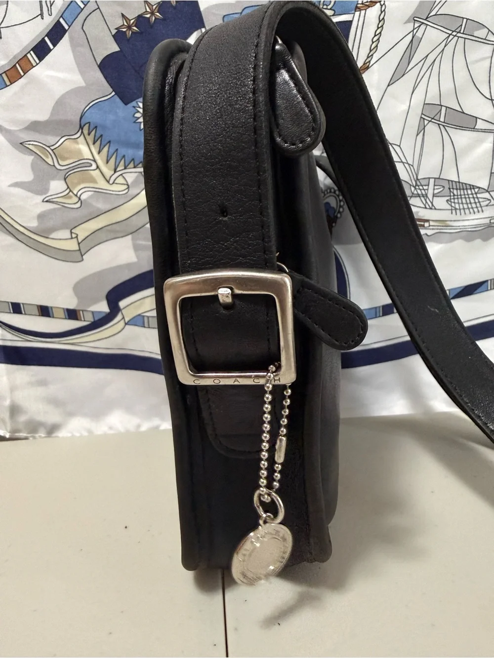 Vintage Coach Black Leather Shoulder/Crossbody Bag
